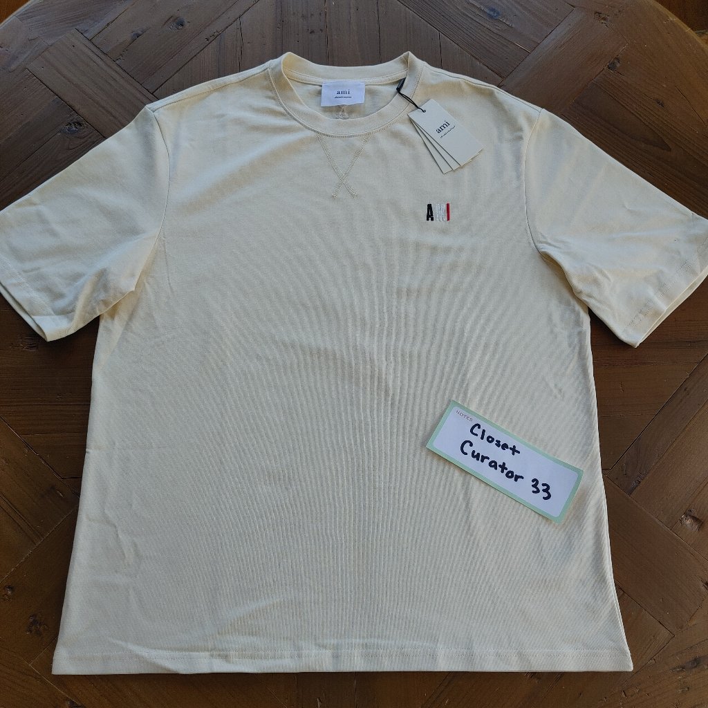 Ami Alexandre Mattiussi "Bleu Blanc Rouge" Cream Color Tee Shirt Size Xl (New)